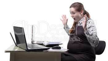 Guilty pregnant woman at work