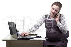 Pregnant woman talking on the phone