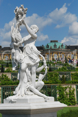 Sculpture "Nymphs with hunted herons" in Sanssouci Park in Potsd