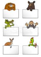 animals with cards cartoon set