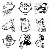 black and white cartoon monsters