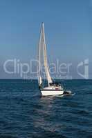 Sailboat with its sales open