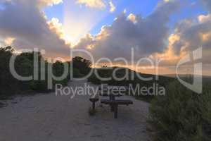 Panoramic view before sunset from the top of the hiking trail