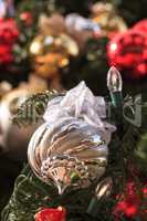Red, green, gold, silver Christmas ornaments