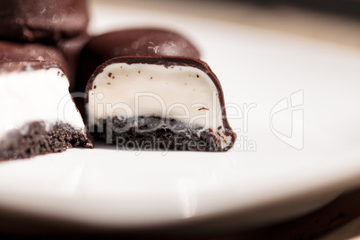 Vanilla ice cream bonbons covered in chocolate