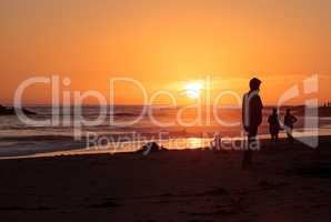 Silhouette of people enjoying the beach