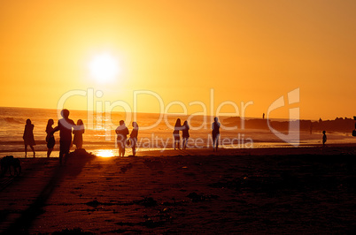 Silhouette of people enjoying the beach