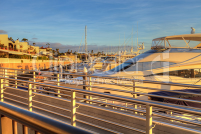 Balboa Island harbor at sunset