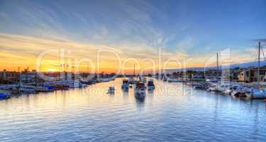 Balboa Island harbor at sunset