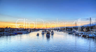 Balboa Island harbor at sunset