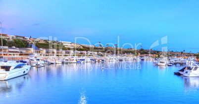 Balboa Island harbor at sunset