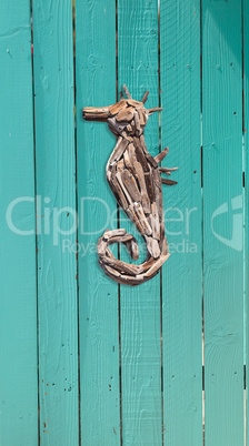 Wood driftwood seahorse decor
