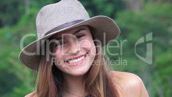 Smiling Teen Girl Wearing Hat