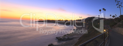 Sunset over the ocean at Diver’s Cove in Laguna Beach