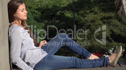 Teen Girl Relaxing Resting And Sitting