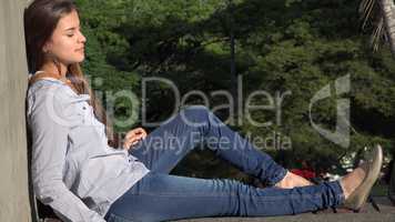 Teen Girl Relaxing Resting And Sitting