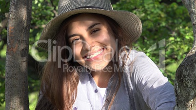 Smiling Teen Girl At Park