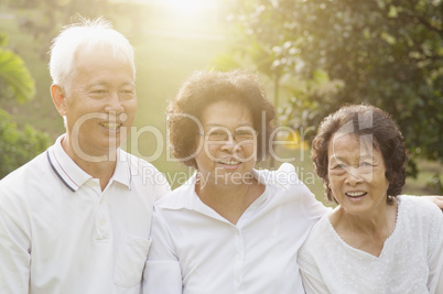 Group of Asian seniors celebrating friendship