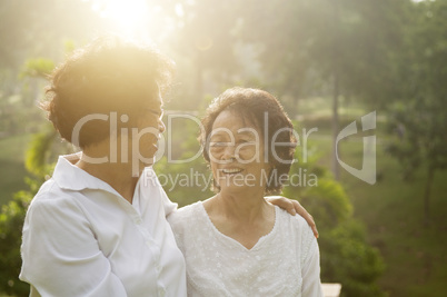 Asian seniors family at outdoor