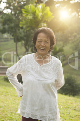 Asian seniors woman exercise at outdoor