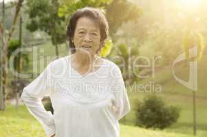 Asian seniors woman morning exercise at outdoor