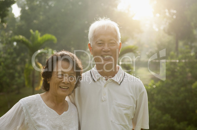 Asian seniors couple at park
