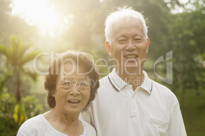 Asian seniors couple at nature park