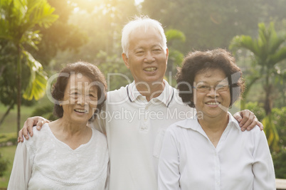 Asian seniors group at outdoor park