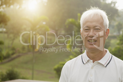 Asian seniors man outdoor portrait