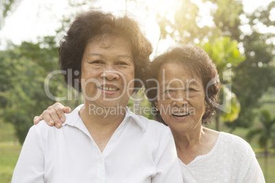 Asian seniors family at outdoor park