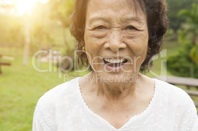 Happy Asian seniors woman at outdoor