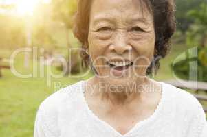 Happy Asian seniors woman at outdoor