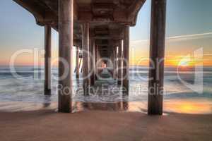 HDR Sunset behind the Huntington Beach pier