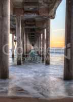 HDR Sunset behind the Huntington Beach pier