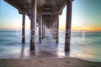 HDR Sunset behind the Huntington Beach pier