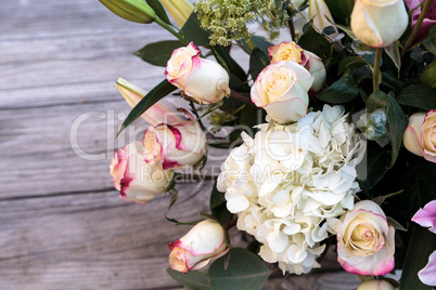 Wedding bouquet of white and pink flowers