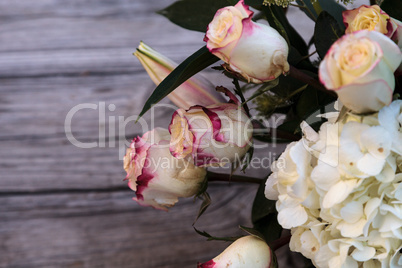 Wedding bouquet of white and pink flowers