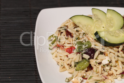 Greek orzo salad with cucumbers