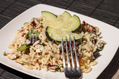 Greek orzo salad with cucumbers