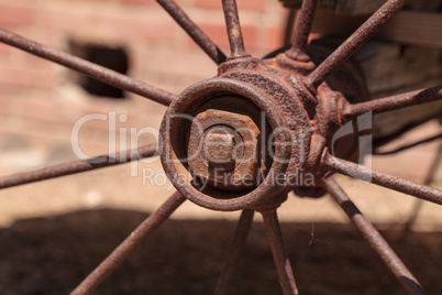 rusty western wagon wheel