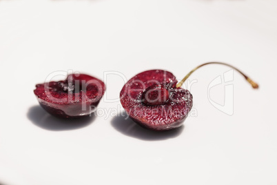 Macro of a dark red black cherry