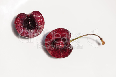 Macro of a dark red black cherry