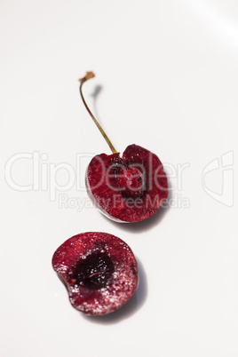 Macro of a dark red black cherry