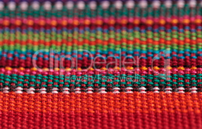 Macro of textured colorful fabric