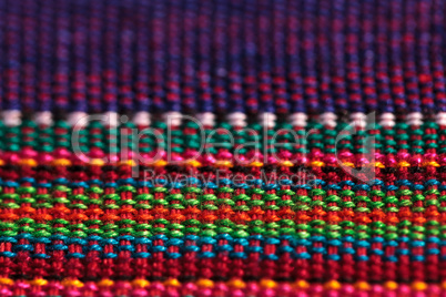 Macro of textured colorful fabric