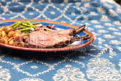 Rack of lamb with roasted golden baby potatoes