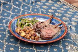 Rack of lamb with roasted golden baby potatoes
