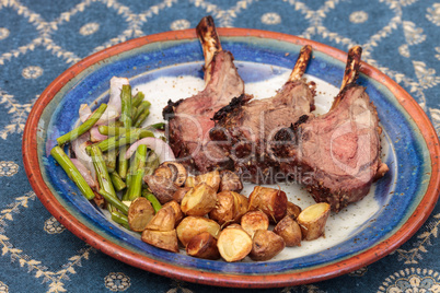 Rack of lamb with roasted golden baby potatoes