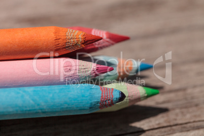 macro of colored pencils