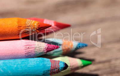 macro of colored pencils